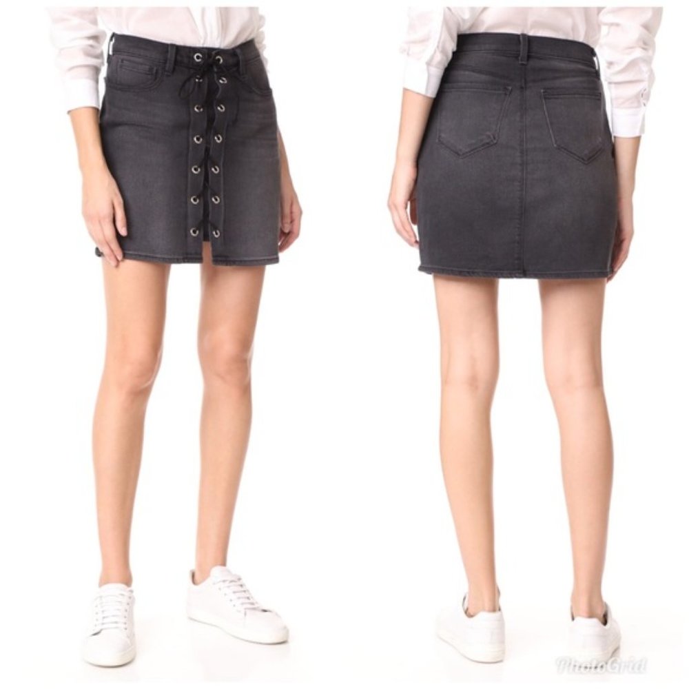 L’agence High Rise Lace Up Denim Mini Skirt sz 25